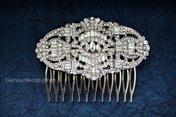 Sale Bridal Hair Comb Silver Wedding Hair Comb Art Deco | Etsy