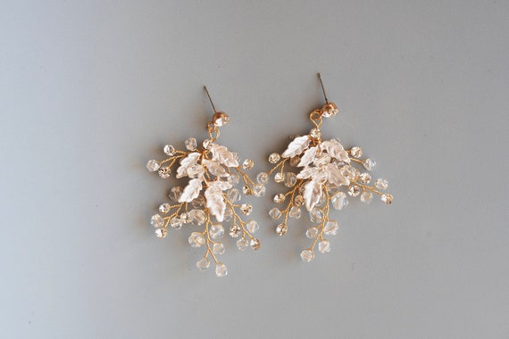 Bridal Earrings Rose Gold Drop Earrings Wedding Jewelry - Etsy