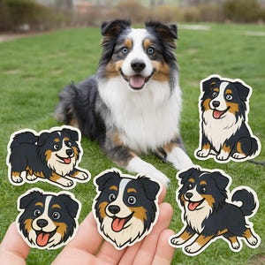 Custom Dog Sticker Sheet from Photo, Cartoon Pet Stickers, Personalized Dog Drawing, Pet Sticker Set, Dog Mom Gift