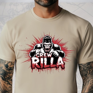 Crew Rilla Gorilla T-Shirt - Gift for Her or Him - Unique Graphic Tee with Wildlife Zoo Silverback Design Gorilla V 100 Men