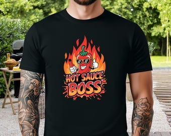 Hot Sauce Boss Tee: Scharfes Chili Pepper Grafik-T-Shirt