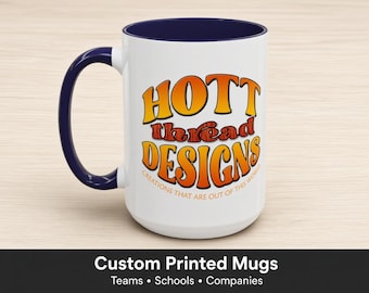 Custom 15 oz Ceramic Accent Mug, Personalized Logo or Design, Bulk Orders for Schools, Teams, Clubs & Offices