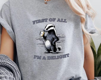 Funny Honey Badger Coffee Lover Tee, Sarcastic Animal Shirt, Cute Graphic Tee, Humorous Statement Top, Gift for Coffee Lovers, Unisex Cotton