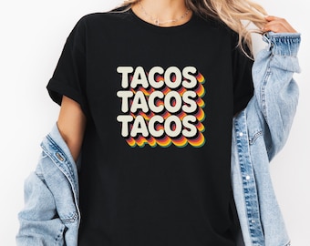 Retro Tacos Tacos Tacos Tee, Vintage Style Foodie T-Shirt