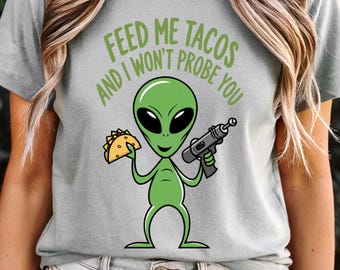 Alien Taco Abduction T-Shirt: Funny UFO Humor Tee, Sci-Fi Gift