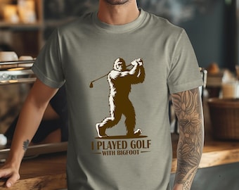 Funny Bigfoot Golf Shirt: Golfer Birthday Gift