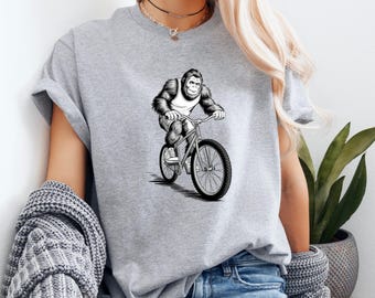 Camiseta divertida de Pie Grande en bicicleta: Camiseta de ciclismo Críptica