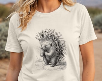 Stachelschwein Shirt - Retro Tier Liebhaber Geschenk für Sie oder Ihn - Waldtier Tee