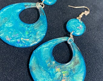Handmade Resin Earrings - Sparkly Sky Blue