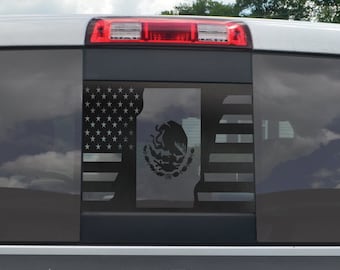 Mexican American Flag Vinyl Decal Rear Sliding Window Sticker Fits GMC Sierra 2019-2024