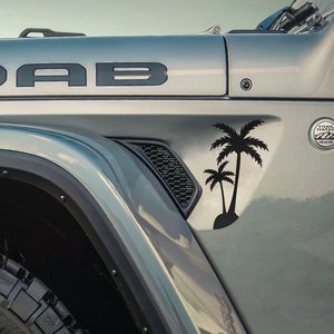 Palm Tree Fender Vent Vinyl Decal Sticker Fits Jeep Wrangler JL/Jeep Gladiator JT 2018-2024