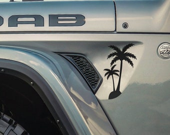 Palm Tree Fender Vent Vinyl Decal Sticker Fits Jeep Wrangler JL/Jeep Gladiator JT 2018-2024