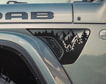 Mountains & Trees Fender Vent Vinyl Decal Sticker Fits Jeep Wrangler JL/Jeep Gladiator JT 2018-2024