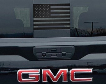 American Flag Rear Sliding Window Vinyl Decal Fits GMC Sierra 2019-2024