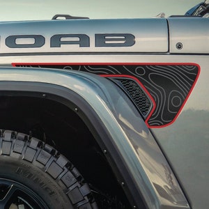 x2 Extended 3 Tone Topographic Fender Vent Vinyl Decals Fits Jeep Wrangler JL/Jeep Gladiator JT 2018-2024
