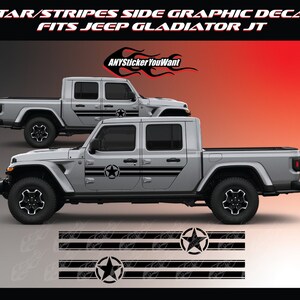 x2 Star/Stripes Side Graphic Vinyl Decals Fits Jeep Gladiator JT