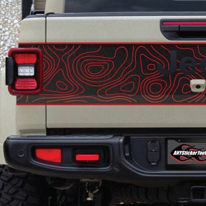 2 Tone Topographic Blackout Tailgate Vinyl Decal Fits Jeep Gladiator JT 2020-2023