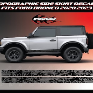 x2 Topographic Side Skirt Stripe Kit Decals Fits Ford Bronco (2 Door) 2020-2023
