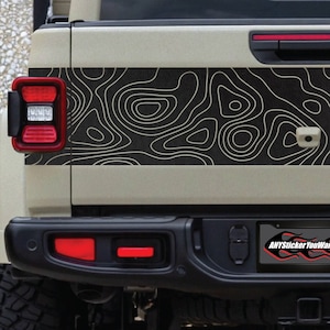 Topographic Blackout Tailgate Vinyl Decal Fits Jeep Gladiator JT 2020-2023