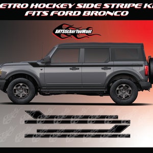 x2 Retro Hockey Side Stripe Kit Vinyl Decals Fits Ford Bronco (4 Door)