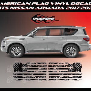 Distressed American Flag Vinyl Decal Window Stickers Fits Nissan Armada 2017-2023