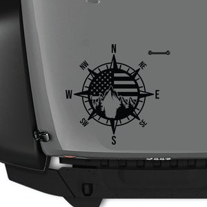 Mountains & Trees USA Flag Vinyl Sticker Hood Decal Fits Jeep Wrangler