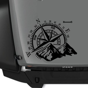 Nautical Compass & Mountains Vinyl Sticker Hood Decal Fits Jeep Wrangler