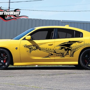 Detailed Winged Dragon Vinyl Side Graphic Decals Fits Dodge Charger 2015-2022