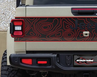 2 Tone Topographic Blackout Tailgate Vinyl Decal Fits Jeep Gladiator JT 2020-2023