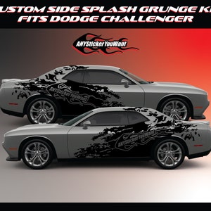 x2 Custom Side Splash Vinyl Decal Grunge Kit Fits Dodge Challenger 2015-2022