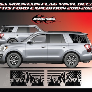 USA Mountain Flag Vinyl Decal Window Sticker Fits Ford Expedition 2018-2021