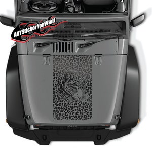 Leopard Head & Print Vinyl Decal Hood Sticker Fits Jeep Wrangler JK LJ TJ