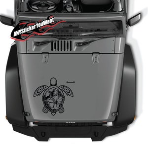 Hawaiian Hibiscus Flower Sea Turtle Vinyl Decal Hood Sticker Fits Jeep Wrangler