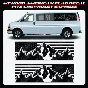 Mt Hood American Flag Vinyl Decal Fits Chevrolet Express