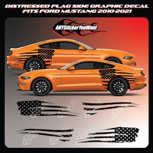Distressed USA Flag Side Graphic Vinyl Decal Fits Ford Mustang 2010-2021