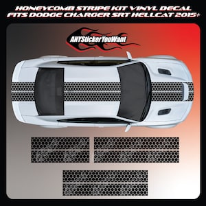10&quot; Dual Honeycomb Stripe Kit Vinyl Decal Fits Dodge Charger SRT Hellcat 2015+