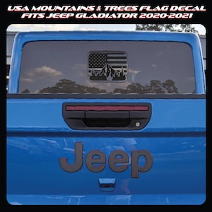 USA Mountain & Trees American Flag Vinyl Decal Sliding Window Sticker Fits Jeep Gladiator 2020-2021