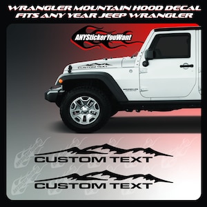 Custom/Personalized Mountain Vinyl Hood Decal Sticker Fits Jeep Wrangler