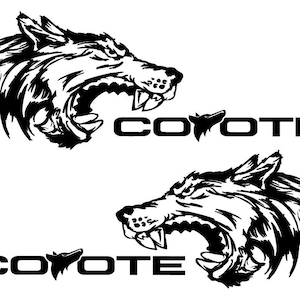 x2) 5.0L COYOTE V8 Engine Vinyl Decal Sticker Fits Ford Mustang 3.5&quot; x 9&quot;