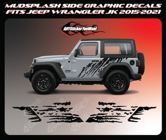 Side Splash Graphic Vinyl Decal Sticker For Jeep Wrangler JL & JK - Glossy Or Matte Finish