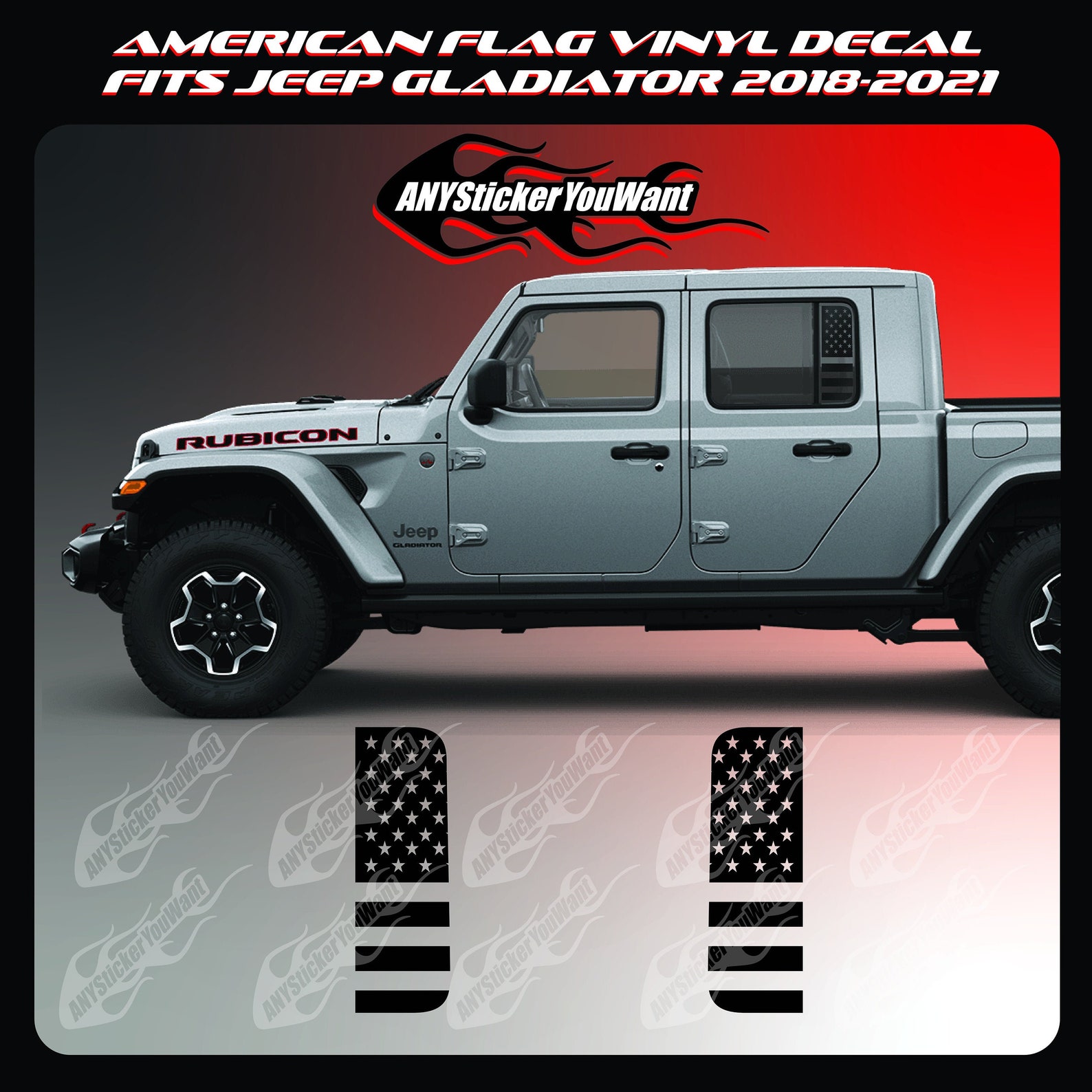 USA American Flag Side Window Vinyl Decal Fits Jeep Gladiator Etsy