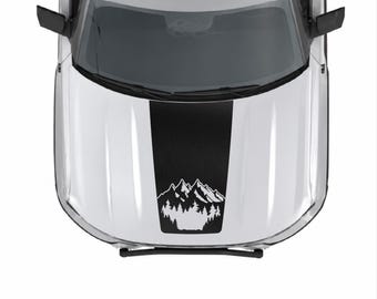 Vinilo adhesivo para capó con diseño de montañas negras, compatible con Ford Bronco Sport 2021-2026.