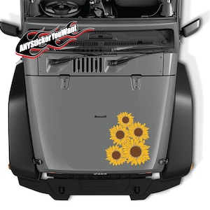 Sunflowers Vinyl Decal Hood Sticker Fits Jeep Wrangler