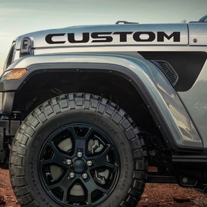 x2 Custom Text Vinyl Decal Hood Lettering Fits Jeep Wrangler/Fits Jeep Gladiator