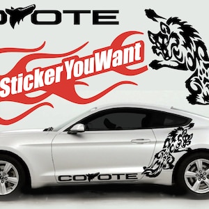 x2 Coyote Side Graphic Vinyl Decal Stickers Fits Ford Mustang
