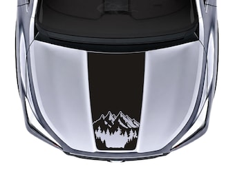 Adhesivo de vinilo para capó con diseño de montañas negras, compatible con Subaru Ascent 2019-2025.