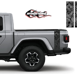 x2 Topographic Bedside Stripe Kit Vinyl Decals Fits Jeep Gladiator JT 2020-2023