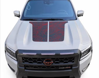 Vinilo adhesivo topográfico de dos tonos para el capó, compatible con Nissan Frontier 2022-2026.