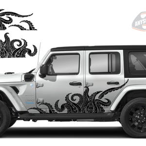 Octopus Tentacles Side Graphic Vinyl Decals Fits Jeep Wrangler JL/Fits Jeep Gladiator JT