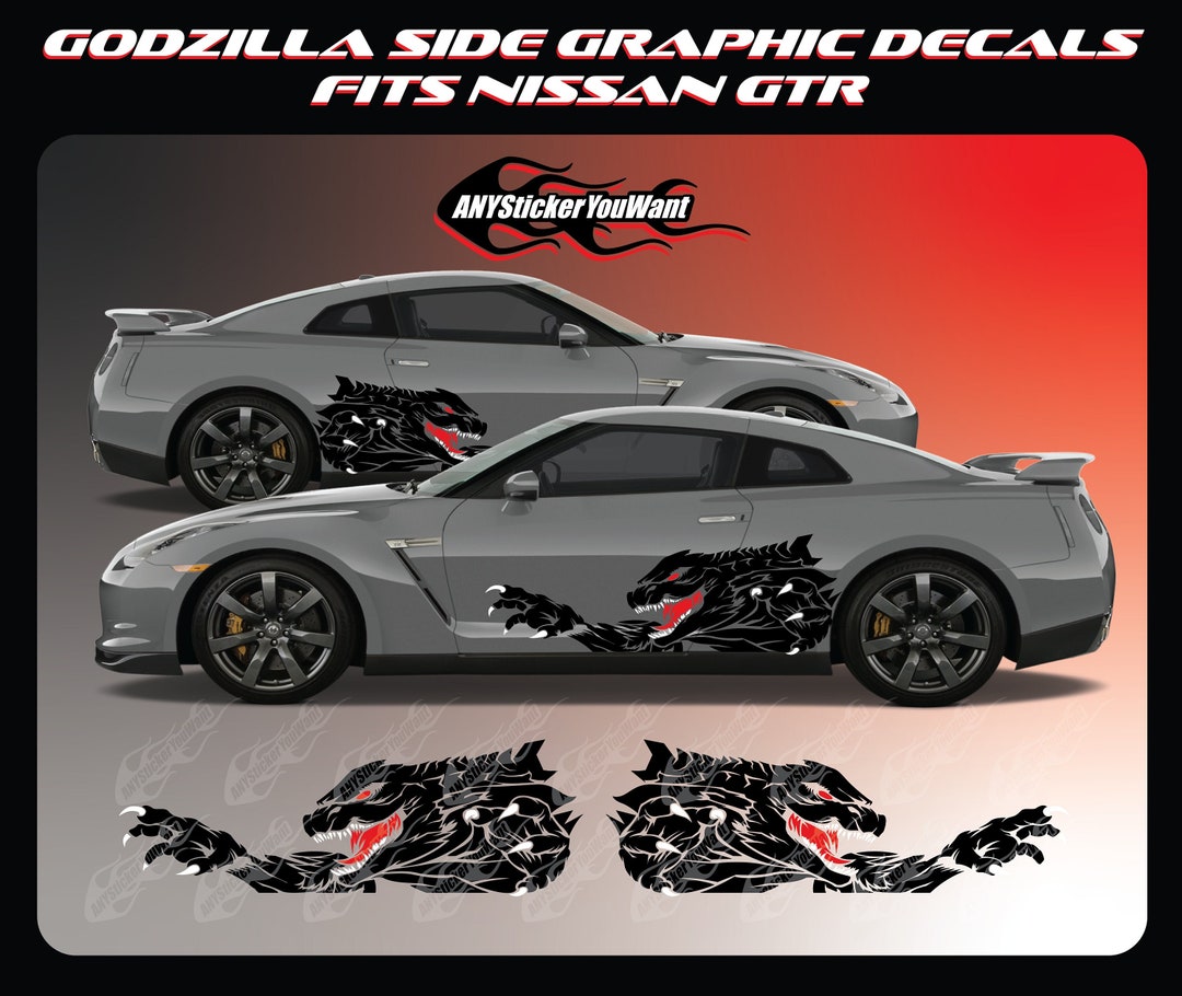X2 Godzilla Side Graphic Vinyl Decals Fits Nissan GTR Etsy